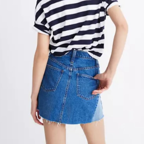 Madewell Rigid Denim A-Line Pieced Mini Skirt - Picture 4 of 13
